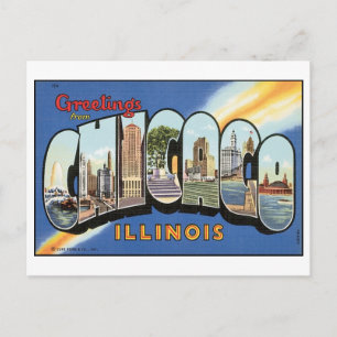 Grußkarten aus Chicago Vintag Postkarte