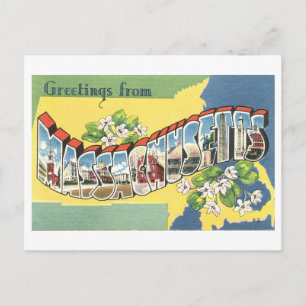 Grußkarten aus Massachusetts im Vintage-Stil Postkarte