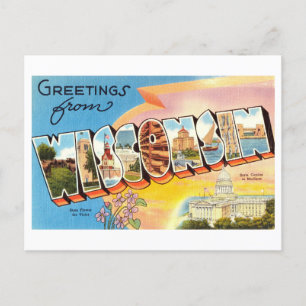 Grußkarten aus Wisconsin im Vintage-Stil Postkarte