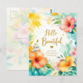 Grußkarten-Blumen-Aquarell Postkarte (Vorne/Hinten)