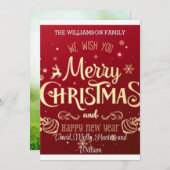 Grußkarten Frohe Weihnachts-Rote Weihnachtskarte Einladung (Vorne/Hinten)