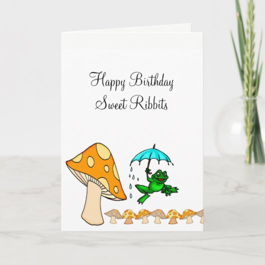 Grußkarten-Frosch-Ribbit-Pilz Karte (Vorderseite)