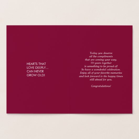 Grußkarten für das 70. Hochzeitstag Folienkarte (Innenseite)