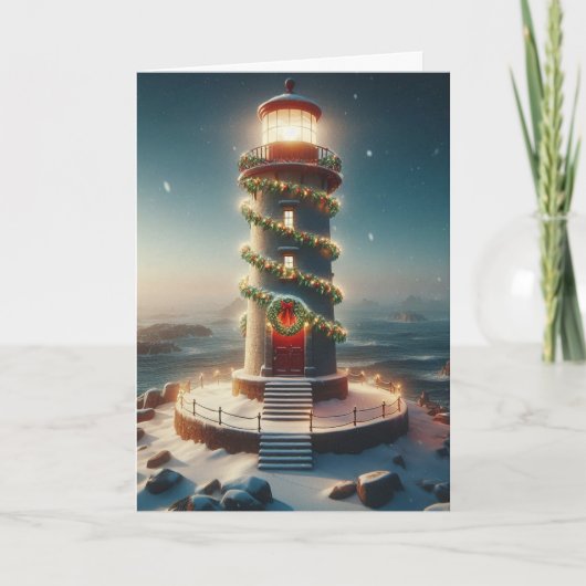 Grußkarten für Weihnachts-Leuchtturm Feiertagskarte (Vorderseite)