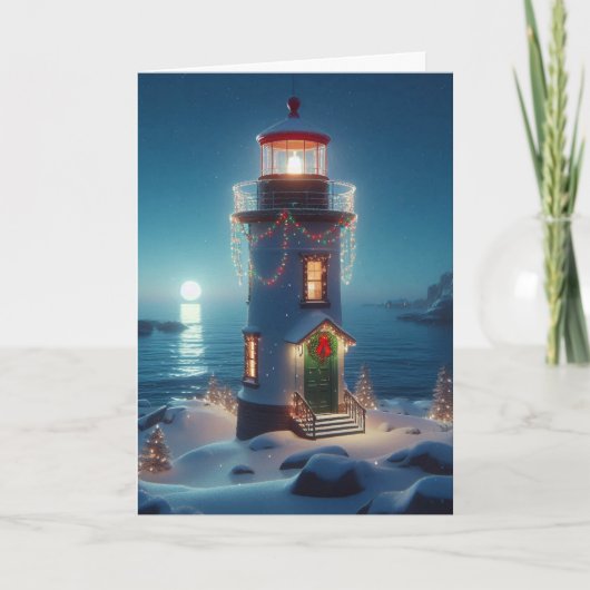 Grußkarten für Weihnachts-Leuchtturm Feiertagskarte (Vorderseite)
