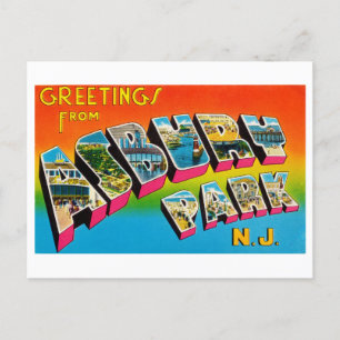 Grußkarten im Vintage-Stil aus Asbury Park, New Je Postkarte