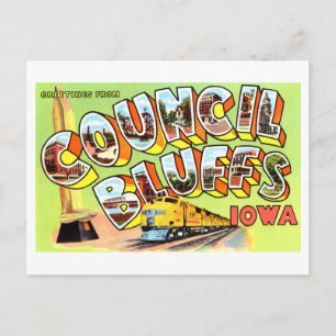 Grußkarten im Vintage-Stil aus Council Bluffs, Iow Postkarte