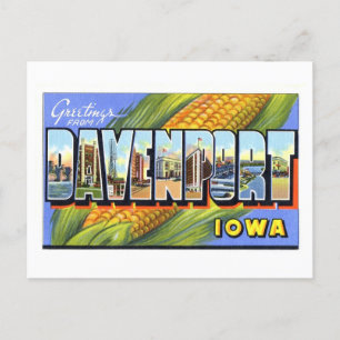 Grußkarten im Vintage-Stil aus Davenport, Iowa Postkarte