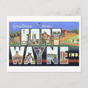 Grußkarten im Vintage-Stil aus Fort Wayne, Indiana Postkarte