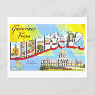 Grußkarten im Vintage-Stil aus Minnesota Postkarte