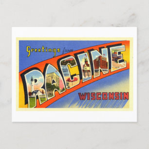 Grußkarten im Vintage-Stil aus Racine, Wisconsin Postkarte