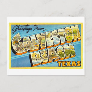 Grußkarten im Vintage-Stil von Galveston Beach, Te Postkarte