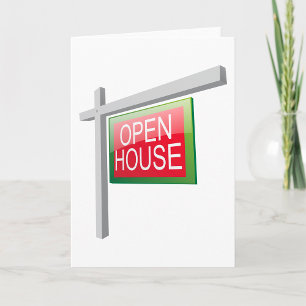 Grußkarten mit offenem Haus-Immobilien-Schild Dankeskarte