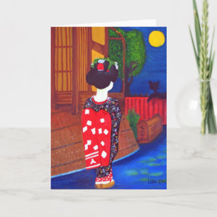 Grußkarten Mitternacht Geisha Karte