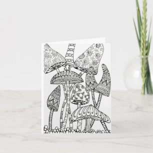 Grußkarten - Pilze Doodle Feiertagskarte