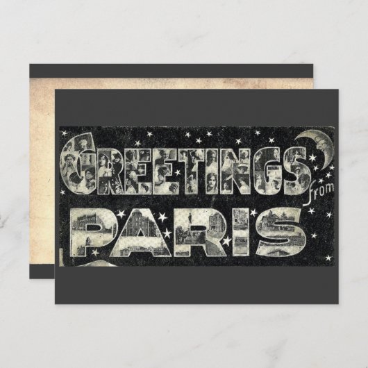 Grußkarten von Paris Vintag Postkarte (Vorne/Hinten)