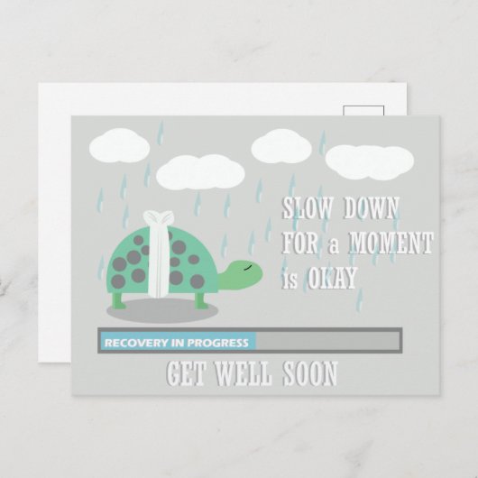 Grußkarten werden bald gut, Turtle-Cartoon Postkarte (Vorne/Hinten)