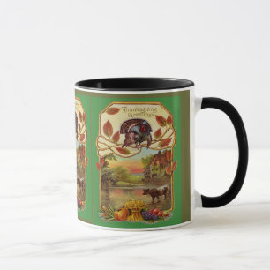 Grußkarten zum Erntedankfest im Vintage-Stil Tasse