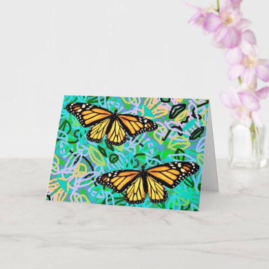 Grußkartenmonarchen/Abstrakte Neon-Blätter Karte (Orchidee)