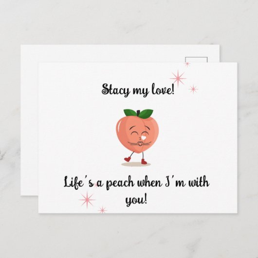 Grußkartenpfirsich Postkarte (Vorne/Hinten)