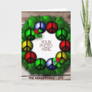 Grußkartenvorlage Foto Peace Wreath Custom Feiertagskarte