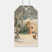 Grußmädchen der Vintagen Jahreszeit Geschenkanhänger (Rückseite)