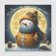 Grußmagnet mit einem niedlichen Schneemann