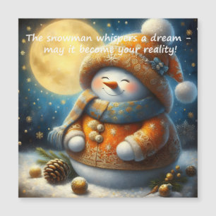 Grußmagnet mit einem niedlichen Schneemann Magnetkarte
