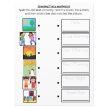 Grußspur und passendes Arbeitsblatt für Kinder