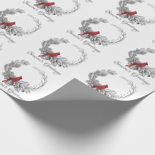 Grußurlaub in der Wreath- und Roten Vogelsaison Geschenkpapier (Ecke)