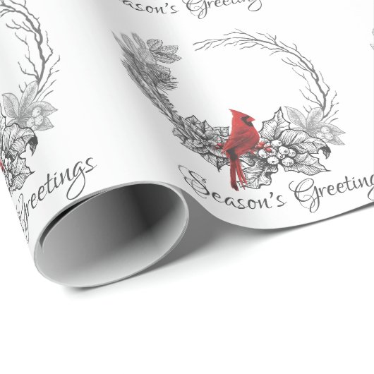 Grußurlaub in der Wreath- und Roten Vogelsaison Geschenkpapier (Rolleneckpunkt)
