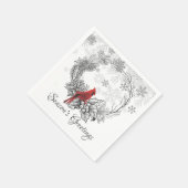 Grußurlaub in der Wreath- und Roten Vogelsaison Serviette (Ecke)
