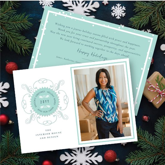 Grußveranstaltung für klassisches Siegel Foto Feiertagskarte