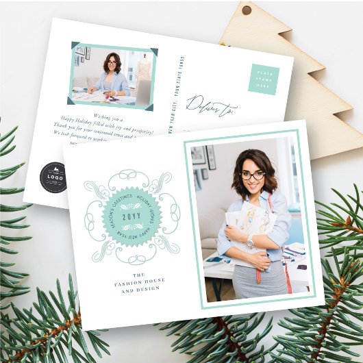 Grußveranstaltung für klassisches Siegel Foto Feiertagspostkarte