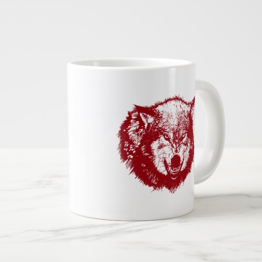 Gry Wolf in Rot Jumbo-Tasse (Vorderseite Rechts)