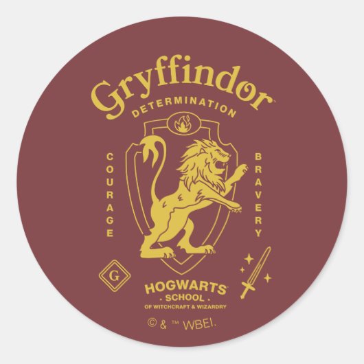 GRYFFINDOR™ Determination Courage Bravery Crest Runder Aufkleber (Vorderseite)
