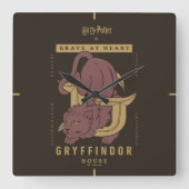 GRYFFINDOR™ House Brave at Heart Quadratische Wanduhr (Vorderseite)