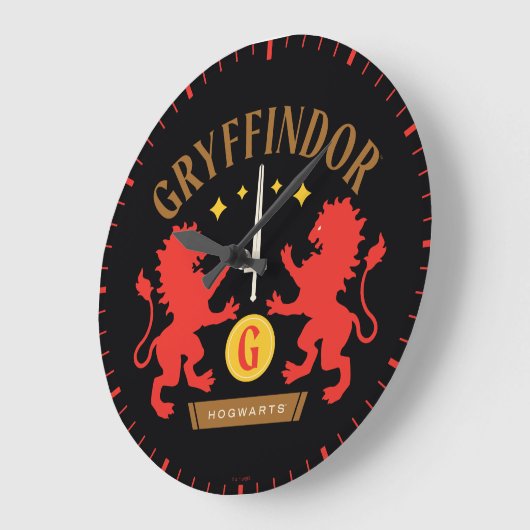 GRYFFINDOR™ House Double Lion Sword Graphic Große Wanduhr (Winkel)
