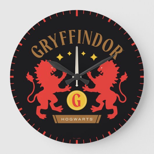 GRYFFINDOR™ House Double Lion Sword Graphic Große Wanduhr (Vorderseite)