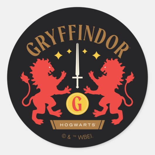 GRYFFINDOR™ House Double Lion Sword Graphic Runder Aufkleber (Vorderseite)
