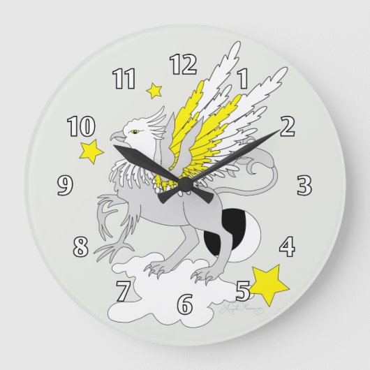 Gryphon or Griffin Yellow Große Wanduhr (Vorderseite)