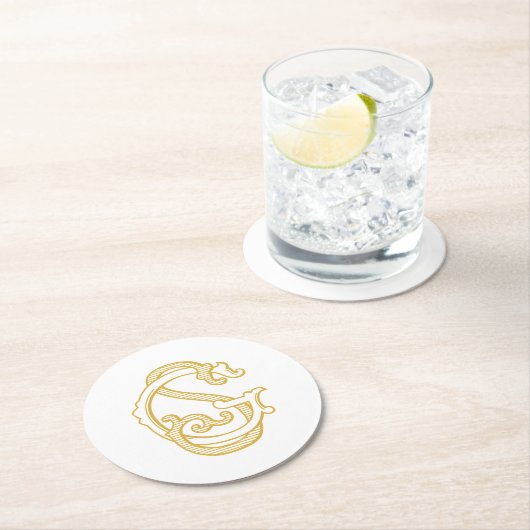 GS Monogramm- oder SG Monogram-Untersetzer Runder Pappuntersetzer (Vor Ort)