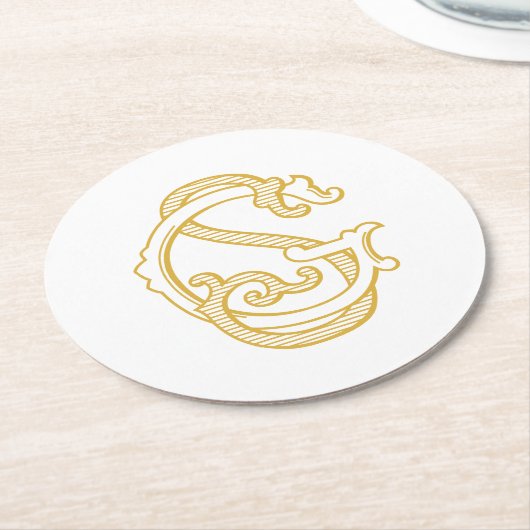 GS Monogramm- oder SG Monogram-Untersetzer Runder Pappuntersetzer (Angewinkelt)