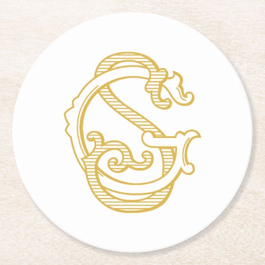 GS Monogramm- oder SG Monogram-Untersetzer Runder Pappuntersetzer (Vorderseite)