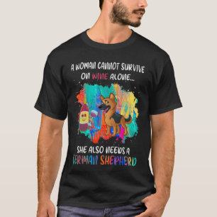 GSD073 - Eine Frau kann nicht allein auf Wein über T-Shirt