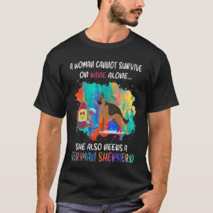 GSD095 - Eine Frau kann nicht allein auf Wein über T-Shirt