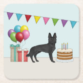 GSD Dog Schwarzer Schäfer Geburtstag farbig Rechteckiger Pappuntersetzer (Vorderseite)