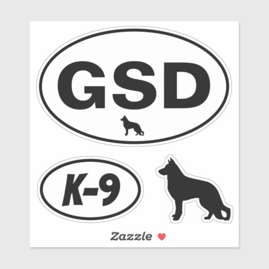 GSD German Shepherd Dog K-9 Oval Sticker Set (Blatt)