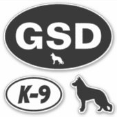 GSD German Shepherd Dog K-9 Oval Sticker Set (Vorderseite)