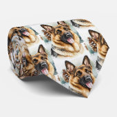 GSD German Shepherd Hunde in Snow on White Krawatte (Gerollt)